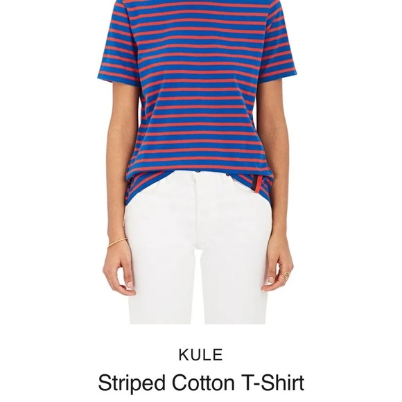 Kule Classic Breton Striped T Shirt red and blue made in Portugal 100 cotton - Picture 2 of 8
